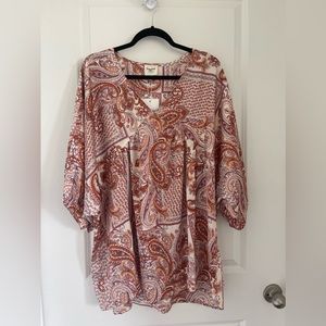 Paisley Print Silk Blouse. NWT.